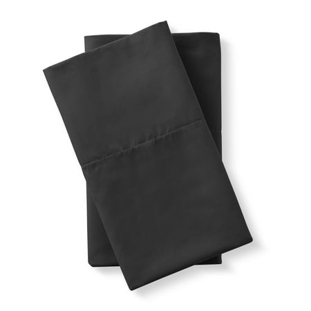 Mainstays 2-Piece 300 Thread Count Solid Rich-Black CVC Cotton Blend Pillowcase Set, King