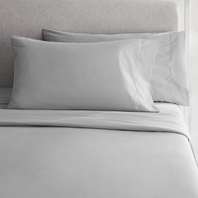 Mainstays 2Piece 300 Thread Count Solid SoftSilver CVC Cotton Blend