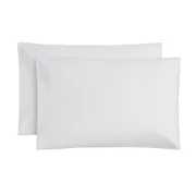 Mainstays Easy Care 2-Piece 300 Thread Count White Cotton Blend Percale Pillowcase Set, Standard/Queen