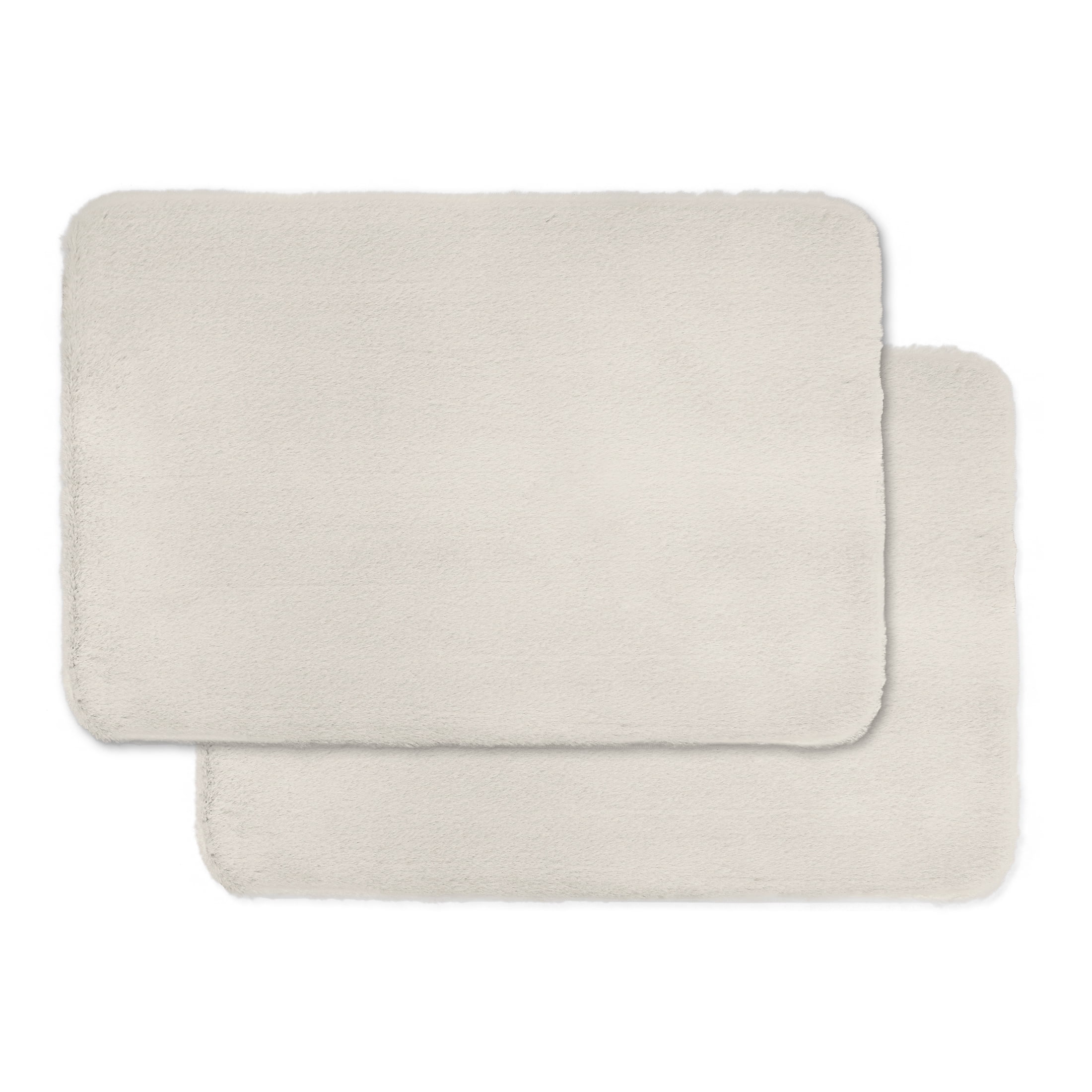 Mainstays 2 Piece Bath Rug Faux Fur Memory Foam Papyrus Beige 17 x 24