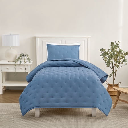 Mainstays Twin/Twin XL Comforter Set, All-Season, 2-Piece, Blue