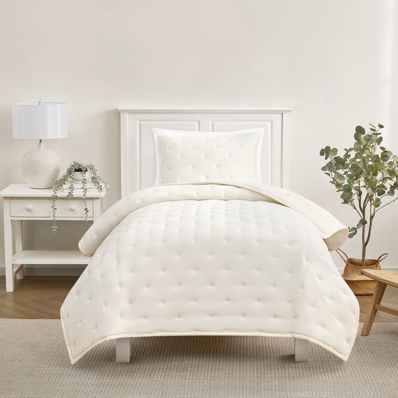 Mainstays Twin/Twin XL Comforter Set, All-Season, 2-Piece, Cream