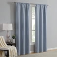 thumbnail image 1 of Mainstays Iris Linen Look 100% Blackout Curtain Panel Pair, Set of 2 Room Darkening Drapes for Bedroom, Blue, 37"W x 84"L, 1 of 5