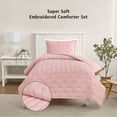 thumbnail image 1 of Mainstays Twin/Twin XL Comforter Set, Super Soft & Embroidered, 2-Piece, Pink, 1 of 10