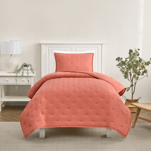 Mainstays Twin/Twin XL Comforter Set, Soft Lightweight & All Season, 2-Piece, Rust