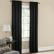 Mainstays Solid Blackout Curtain Panel Pair, Set of 2, Black, 30”W x 84”L