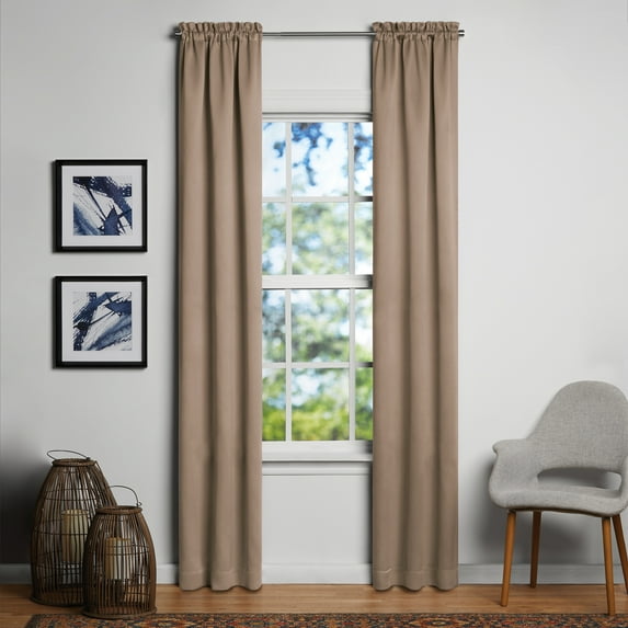 Mainstays Solid Blackout Curtain Panel Pair, Set of 2, Brown, 30"W x95"L