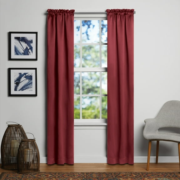 Mainstays Solid Blackout Curtain Panel Pair, Set of 2, Red, 30"W x 84"L
