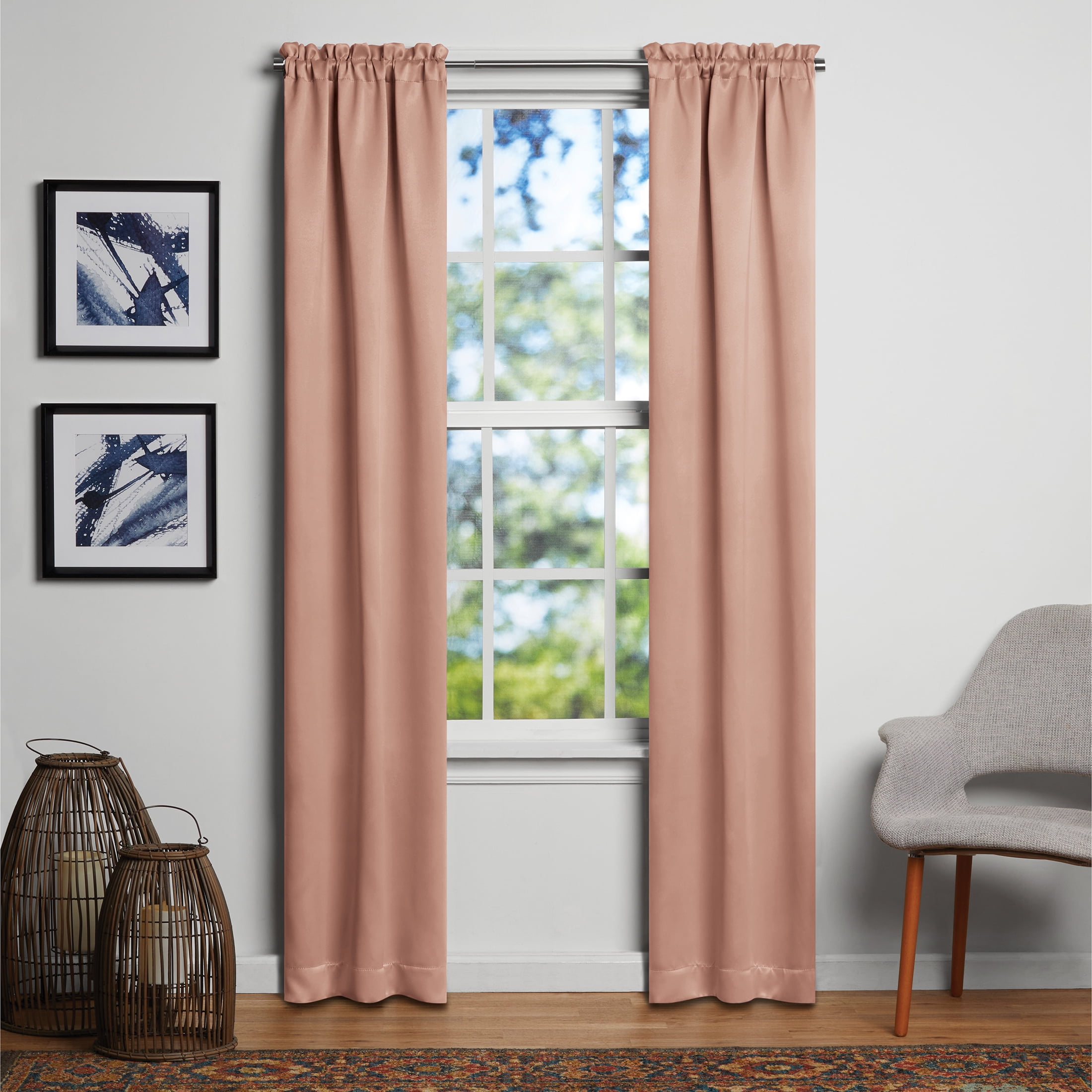 Mainstays Solid Blackout Curtain Panel Pair, Set of 2, Terracotta, 30"W x 84"L