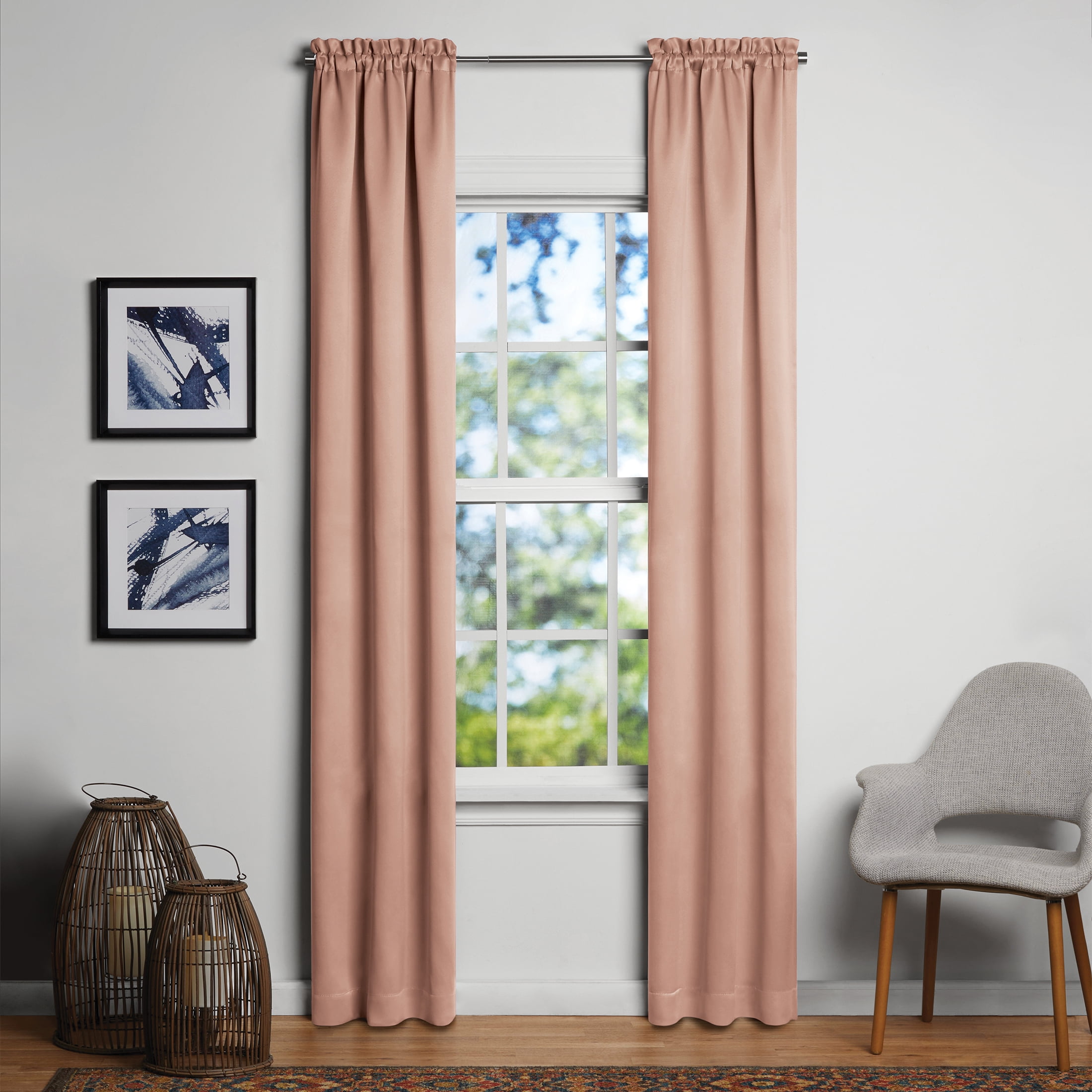 Mainstays Solid Blackout Curtain Panel Pair, 2 Panels, Terracotta, 30 in x 95 in