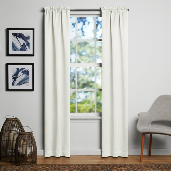 Mainstays Solid Room Darkening Curtain Panel Pair, Set of 2, Arctic, 30"W x 84"L