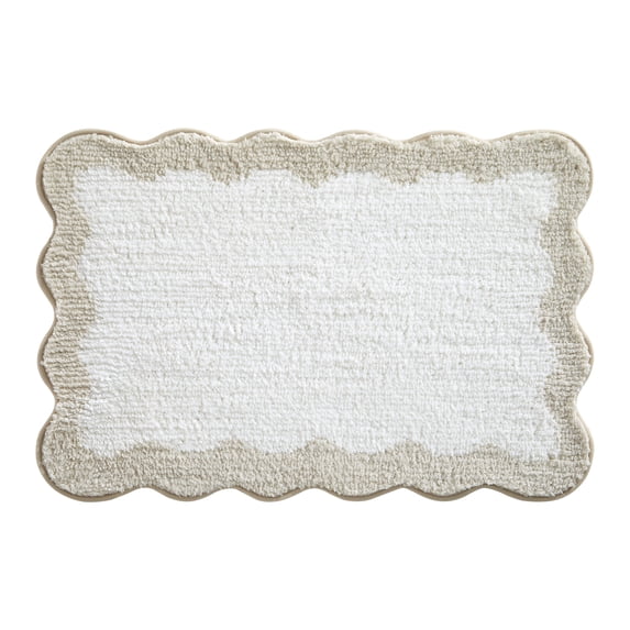 Mainstays 2 Piece Scallop Bath Rug Set, Tan, 17" x 24" & 20" x 30"