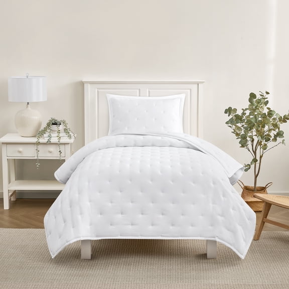 Mainstays Twin/Twin XL Comforter Set, Soft Lightweight & All Season, 2-Piece, White