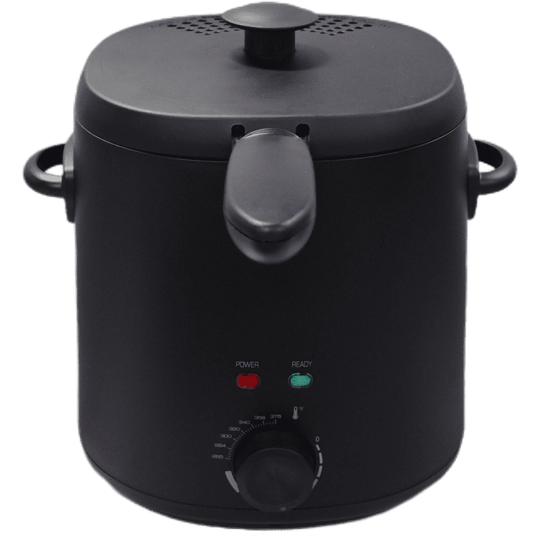 Mainstays, Deep Fryer, 2QT Round, Black, Detachable Basket, Adjustable Thermostat, Cool Touch Handle, New Condition