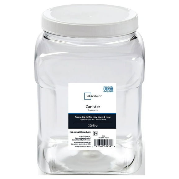 Mainstays 2-Quart Plastic Clear Canister with White Twist-Top Lid (1 Each) 4.85" x 4.73" x 7.30"