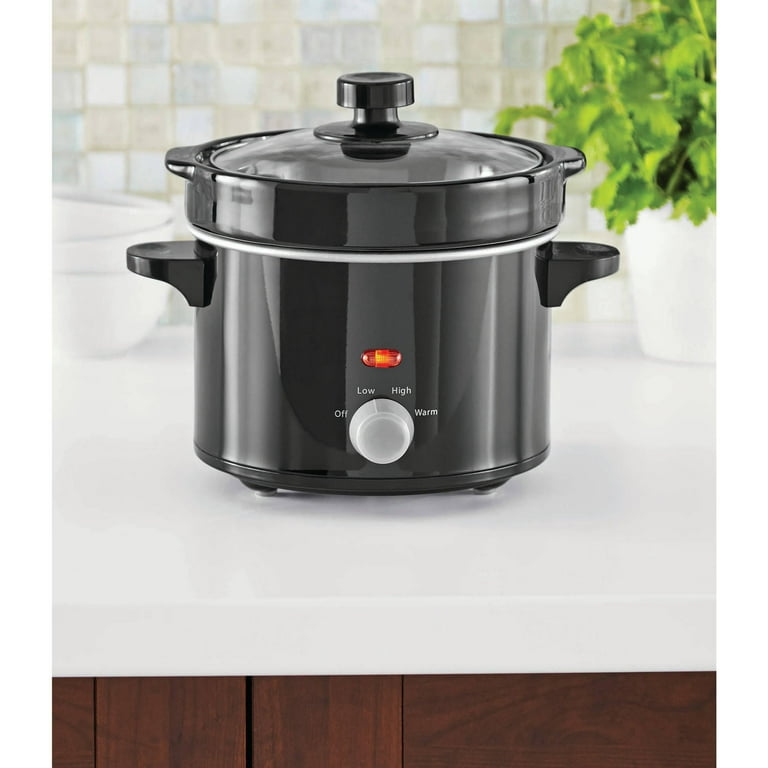 Mainstays 2 QT Slow Cooker, Matte Black Finish, Removeable