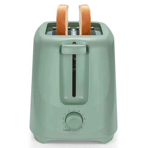 Mainstays 2-Slice Toaster with 6 Shade Settings and Removable Crumb Tray, Sage Green