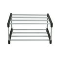 thumbnail image 1 of Mainstays 2-Tier Black and Silver Shoe Rack for Shoe Storage with Iron Poles & Plastic Connectors, Holds up to 4 Pairs, 1 of 11