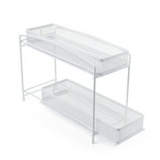 Mainstays 2-Tier Sliding Spice Organizer Rack, Pull-Out Cabinet and Pantry Spice Storage Rack for Kitchen Organization, 4.5" x 11", White