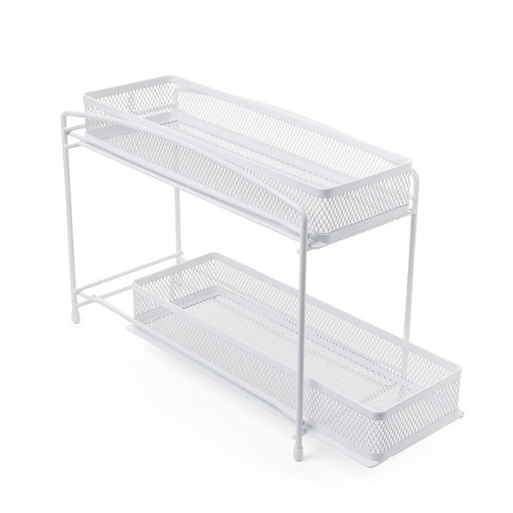 Mainstays 2-Tier Pull-Out Spice Organizer, White, 4.5" x 11"