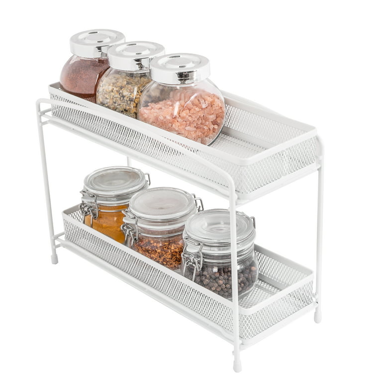Mainstays 2-Tier Pull-Out Spice Organizer, White 