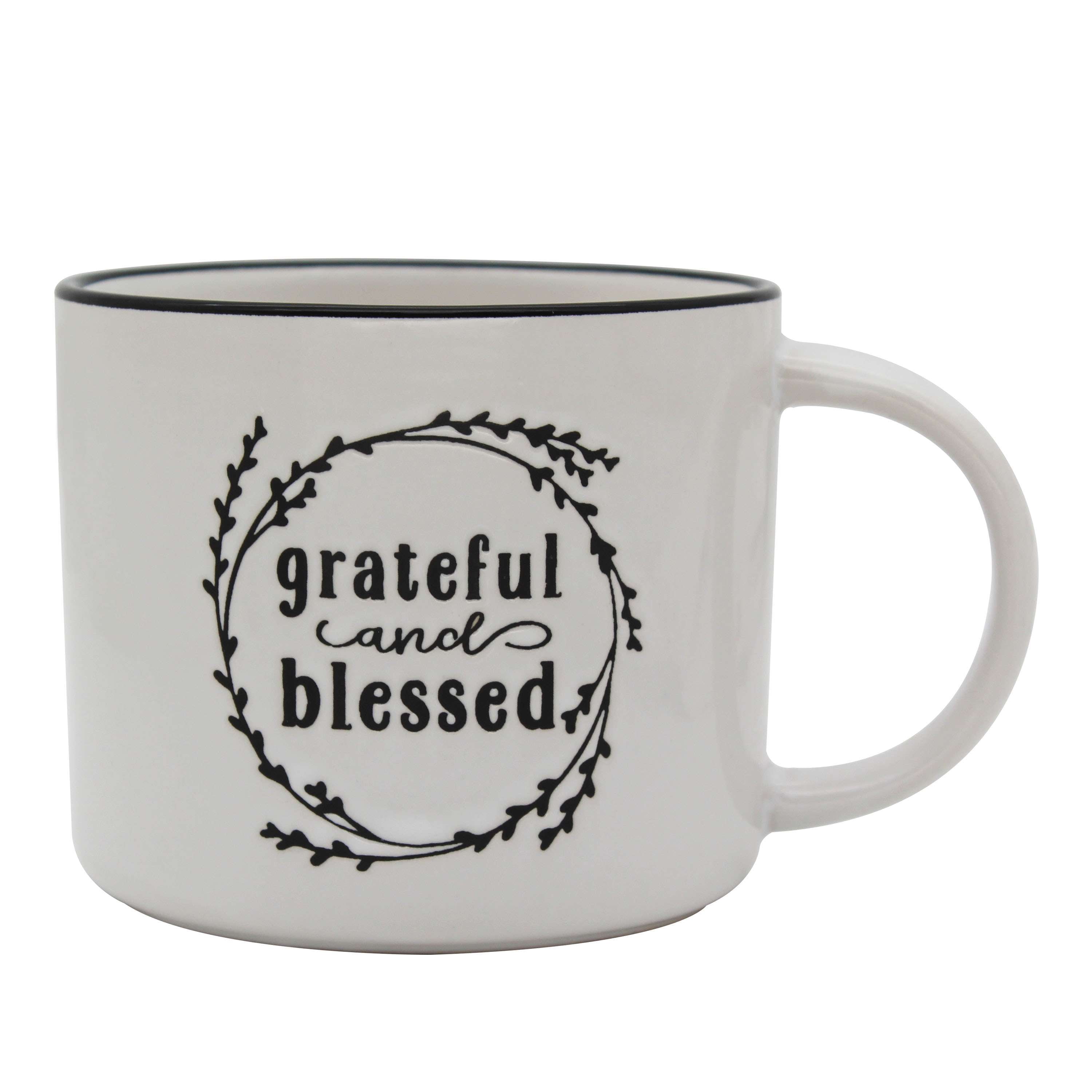 Mainstays 2-Wick 13-ounce Reusable Grateful Holiday Coffee Mug Scented Candle, Vanilla
