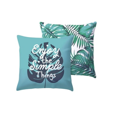 Mainstays 2-pack Enjoy The Simple Things Reversible Outdoor Throw Pillow, 16 inch, Teal