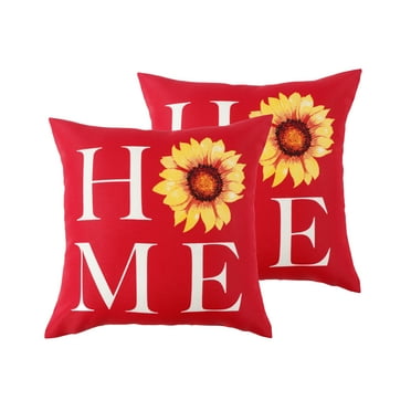 Mainstays 2-pack Home Sunflower Reversible Outdoor Throw Pillow, 16 inch, Red