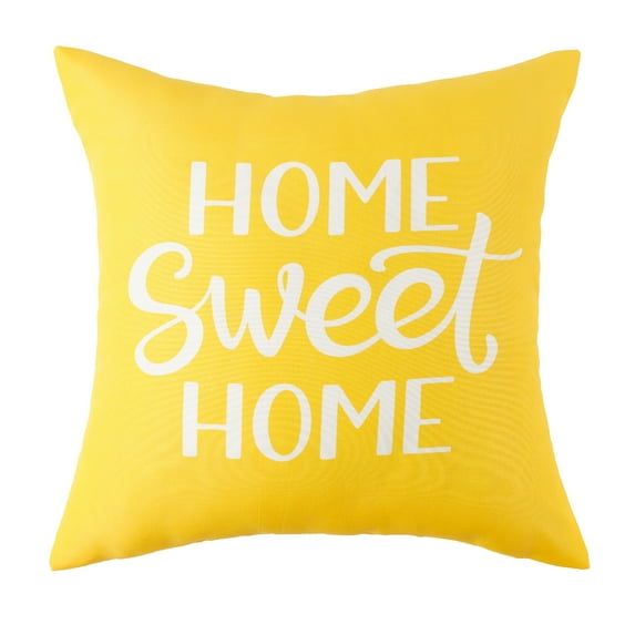 Mainstays 2-pack Home Sweet Lemon Reversible Outdoor Throw Pillow 16 inch, Yellow