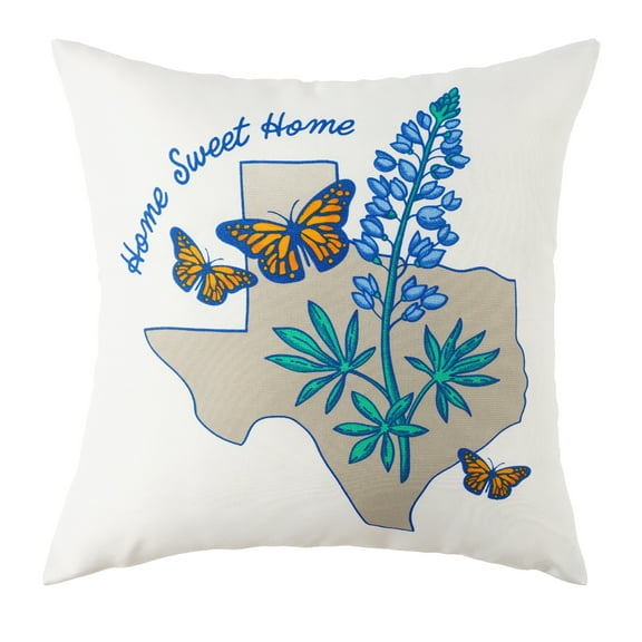 Mainstays 2-pack Texas Home Sweet Home Flower Reversible Outdoor Throw Pillow 16 inch, Multicolor