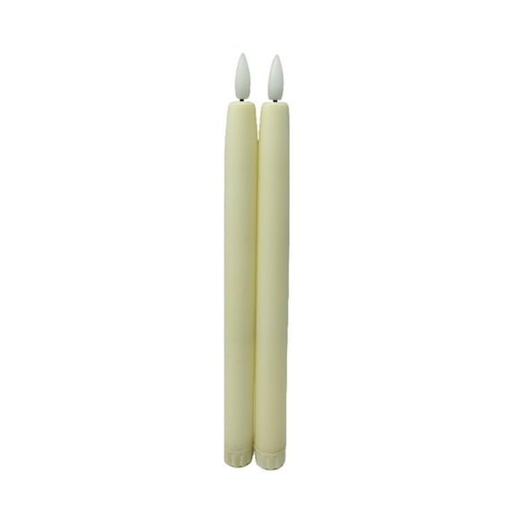 Mainstays Plastic Flameless LED Taper Candles with Wax Coating, Ivory, 11", 2 Count
