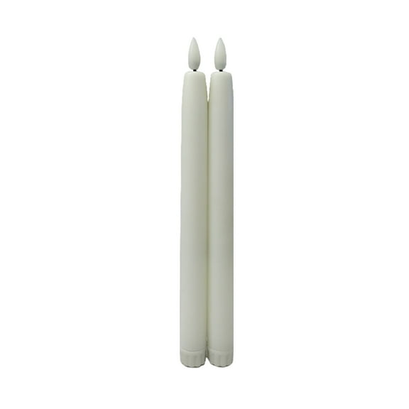 Mainstays Plastic Flameless LED Taper Candles with Wax Coating, White, 11", 2 Count
