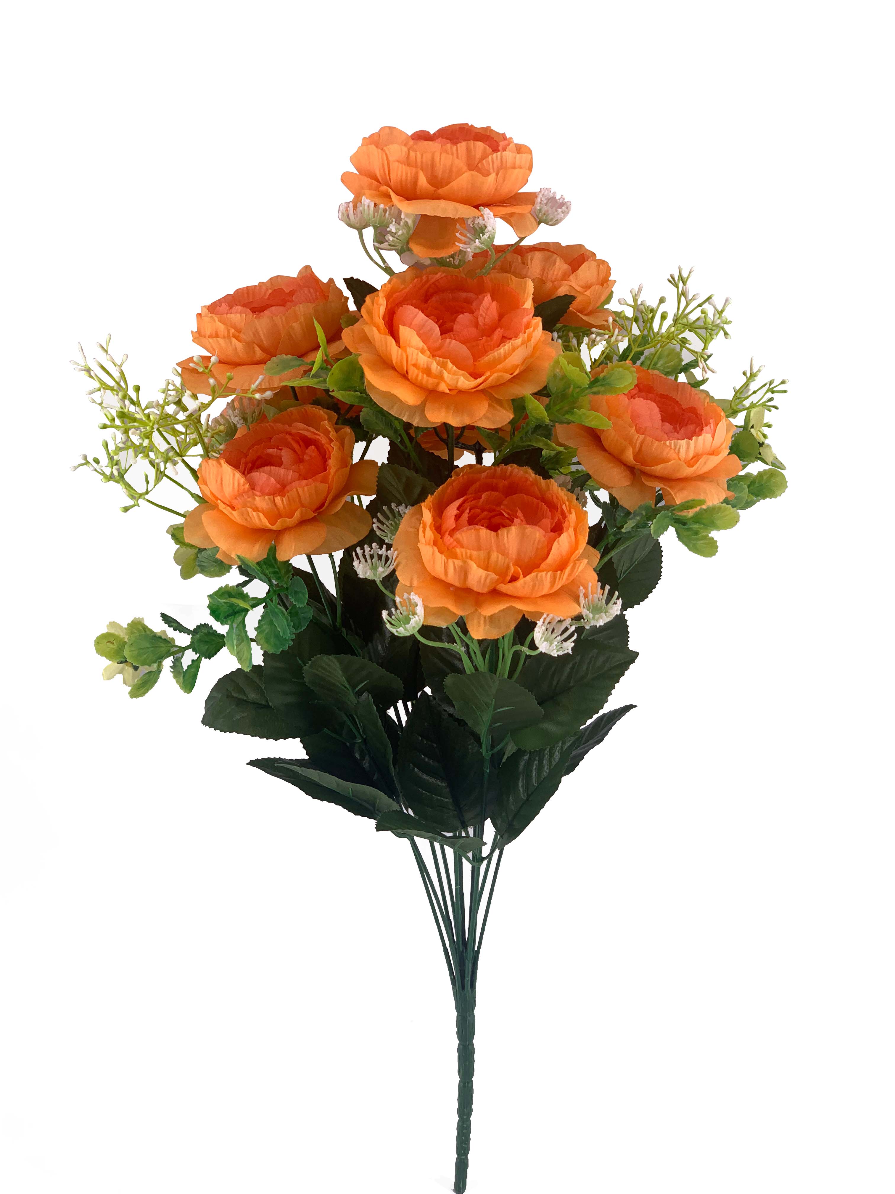 Mainstays 20.5" Artificial Flower Bouquet, Camellia, Orange Color. Indoor Use,  Party Centerpiece Table Decorations - image 1 of 5