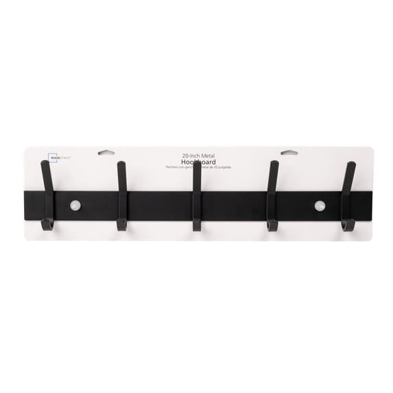 Mainstays 20.5 in 5-Hook Steel Hookboard, Matte Black