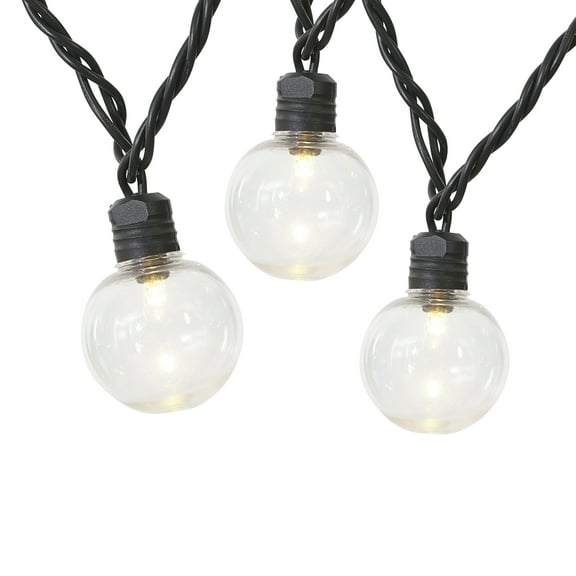 Mainstays 20-Count Indoor Outdoor Warm White LED G40 Globe Lights, with Black Wire