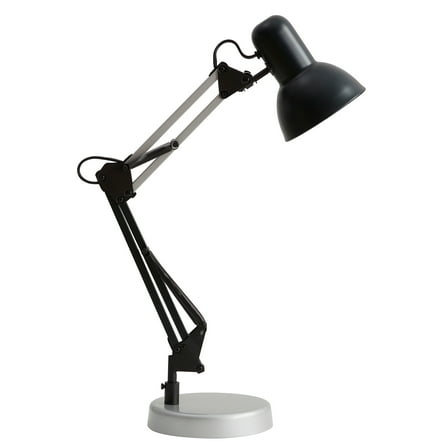 Mainstays 20" Modern Architect Desk Lamp, Metal, Black and Gray Colorblock