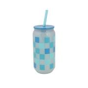 Mainstays 20-Ounce Color-Changing Acrylic Can Shape Tumbler, Blue Check Print