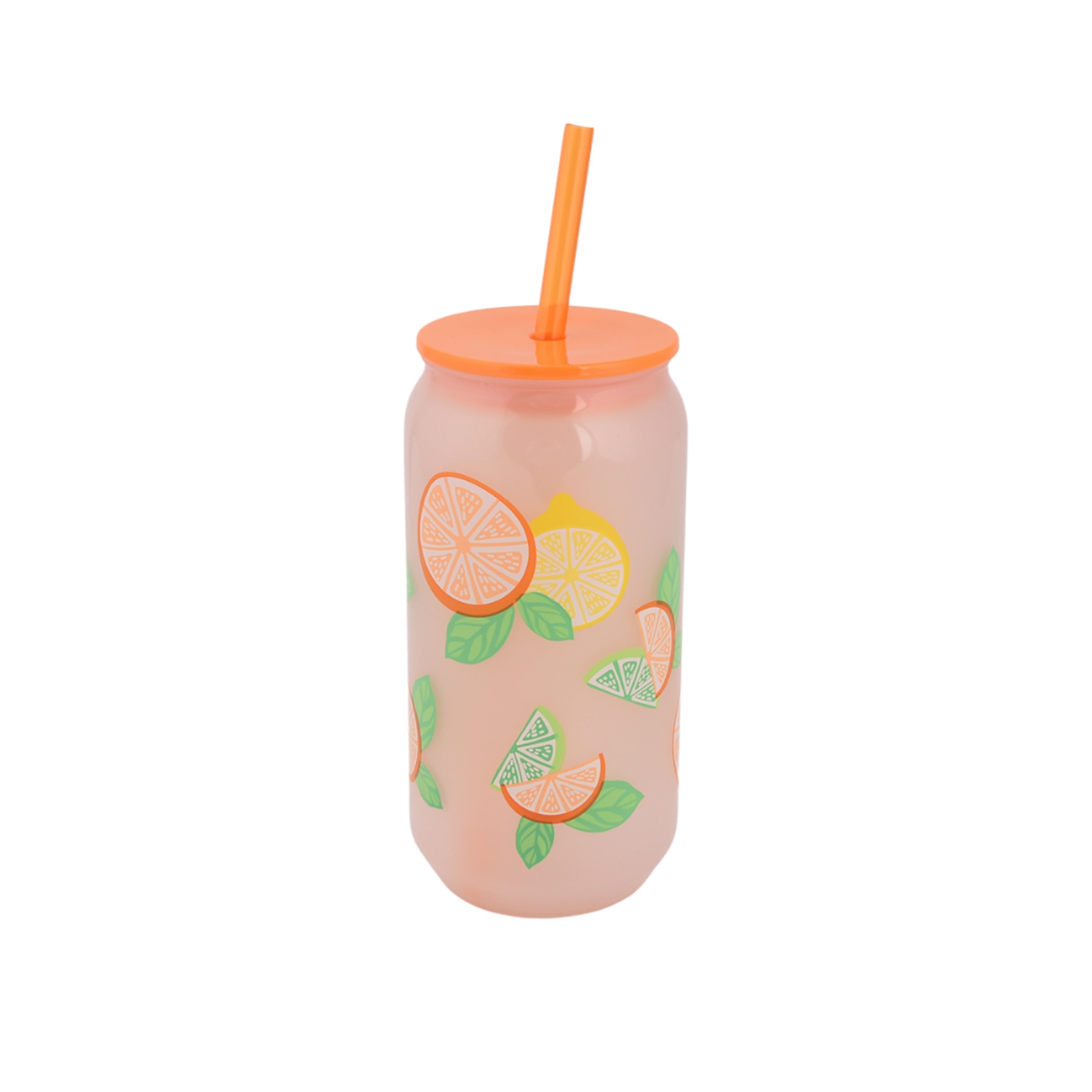 Mainstays 20-Ounce Color-Changing Acrylic Can Shape Tumbler, Lemon & Orange Print