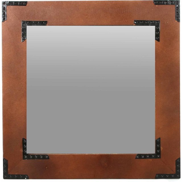 Mainstays 20" Square Wood Decorative Wall Mirror