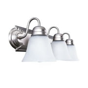 Mainstays 20" Traditional 3-Head Vanity Lights, Glass Shades, Satin Nickel A19 Bulbs Not Included