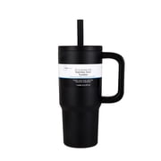 Mainstays 20 oz Stainless Steel Double Wall Tumbler with Straw Lid, Black