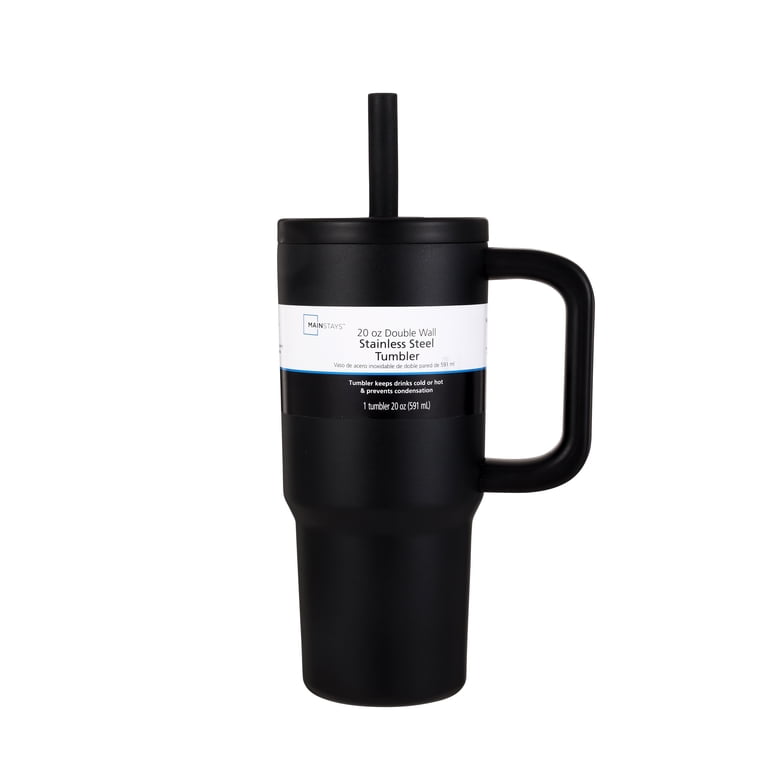 Mainstays 20 oz Stainless Steel Double Wall Tumbler with Straw Lid