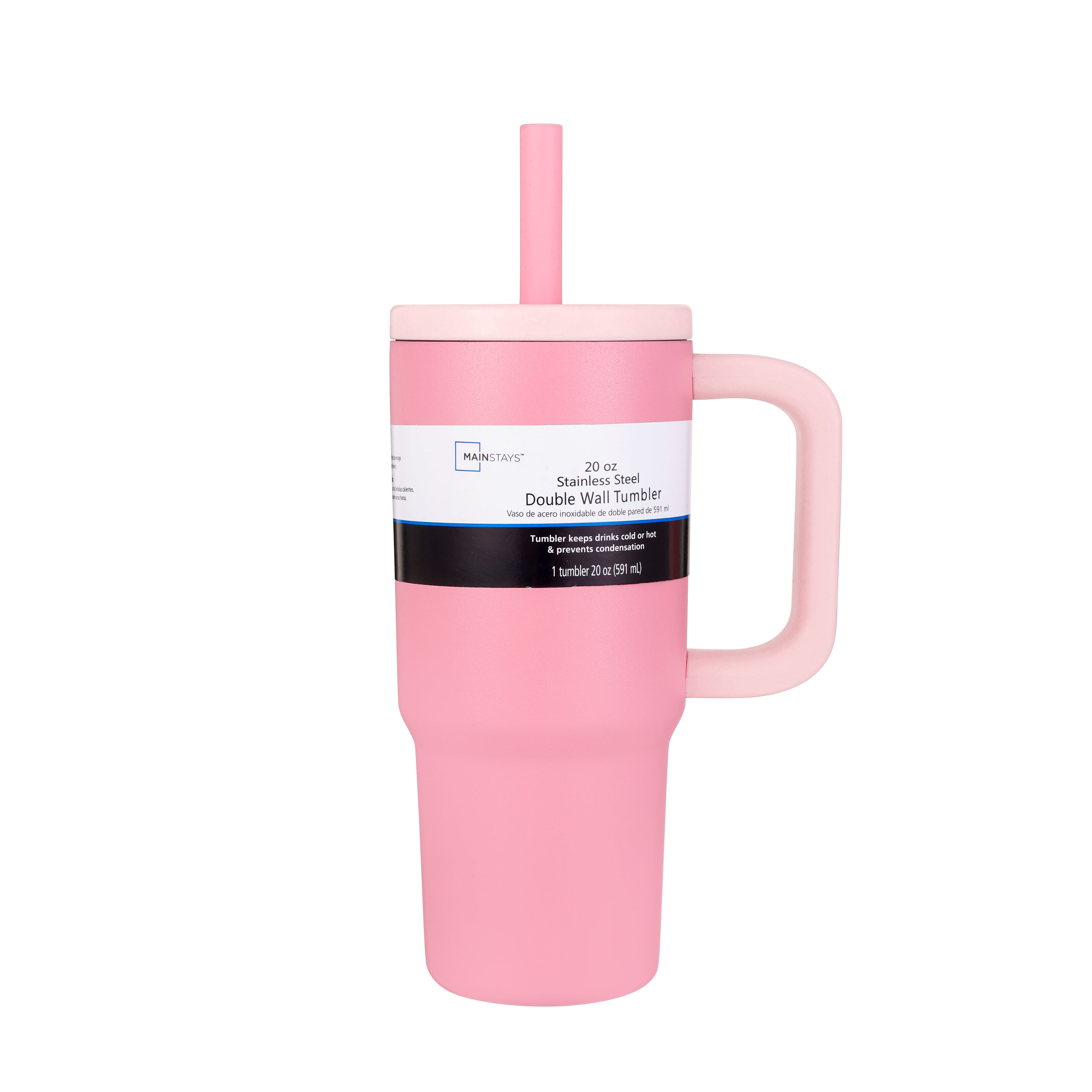 Mainstays 20 oz Double Wall Stainless Steel Tumbler Pink with