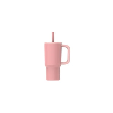 Mainstays 20 oz Double  Wall Stainless Steel Tumbler with Straw Lid, Pink