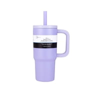 Mainstays 20 oz Double-Wall Stainless Steel Tumbler with Straw Lid, Purple
