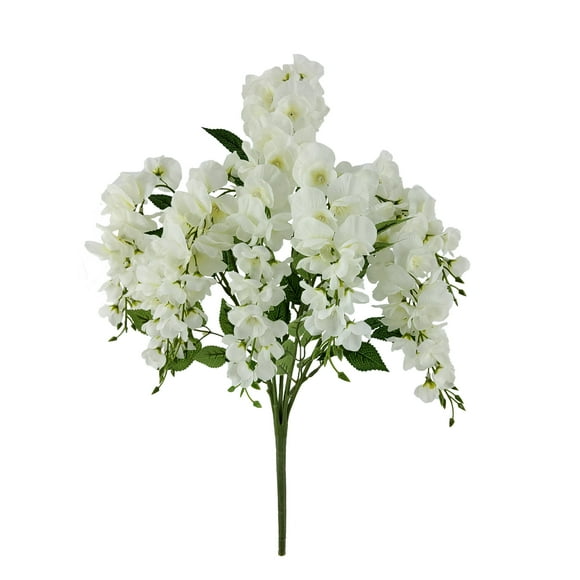 Mainstays 20 inch Artificial Flower, Wisteria Bouquet, White Color. Indoor Use.