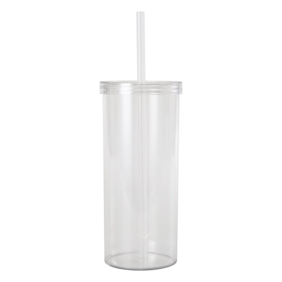 Mainstays 20 oz Clear Plastic Tumbler with Screw Top Lid and Straw