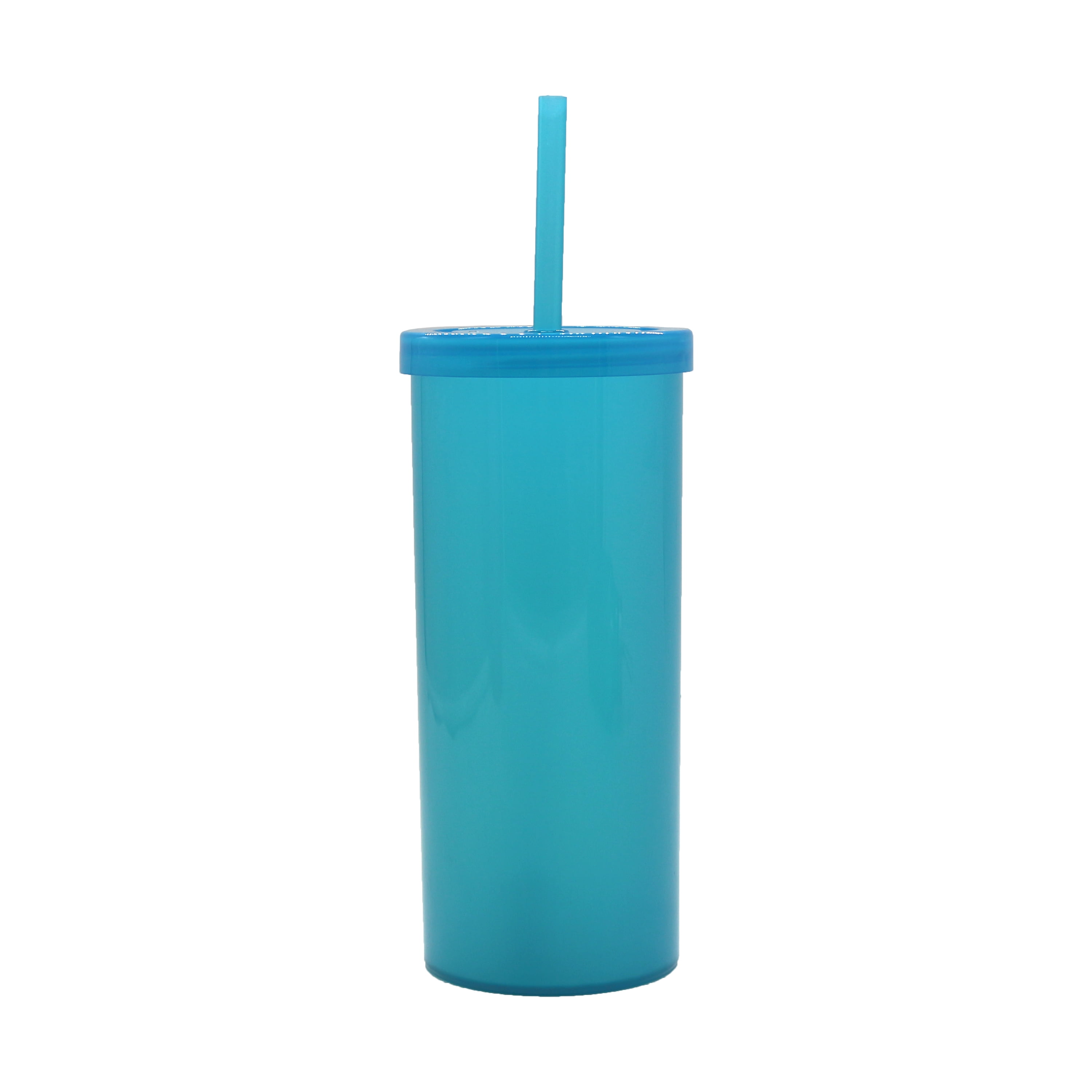 Mainstays 20 oz Plastic Tumbler with Screw Top Lid and Straw, Electric