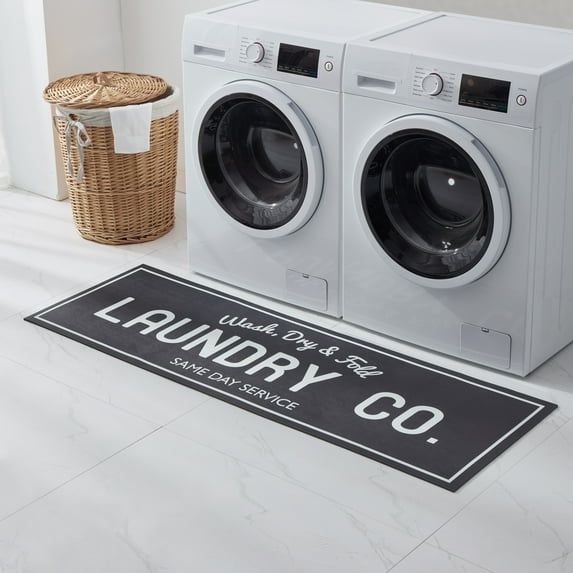 Mainstays 20" x 59" Laundry Indoor Runner Rug, Black
