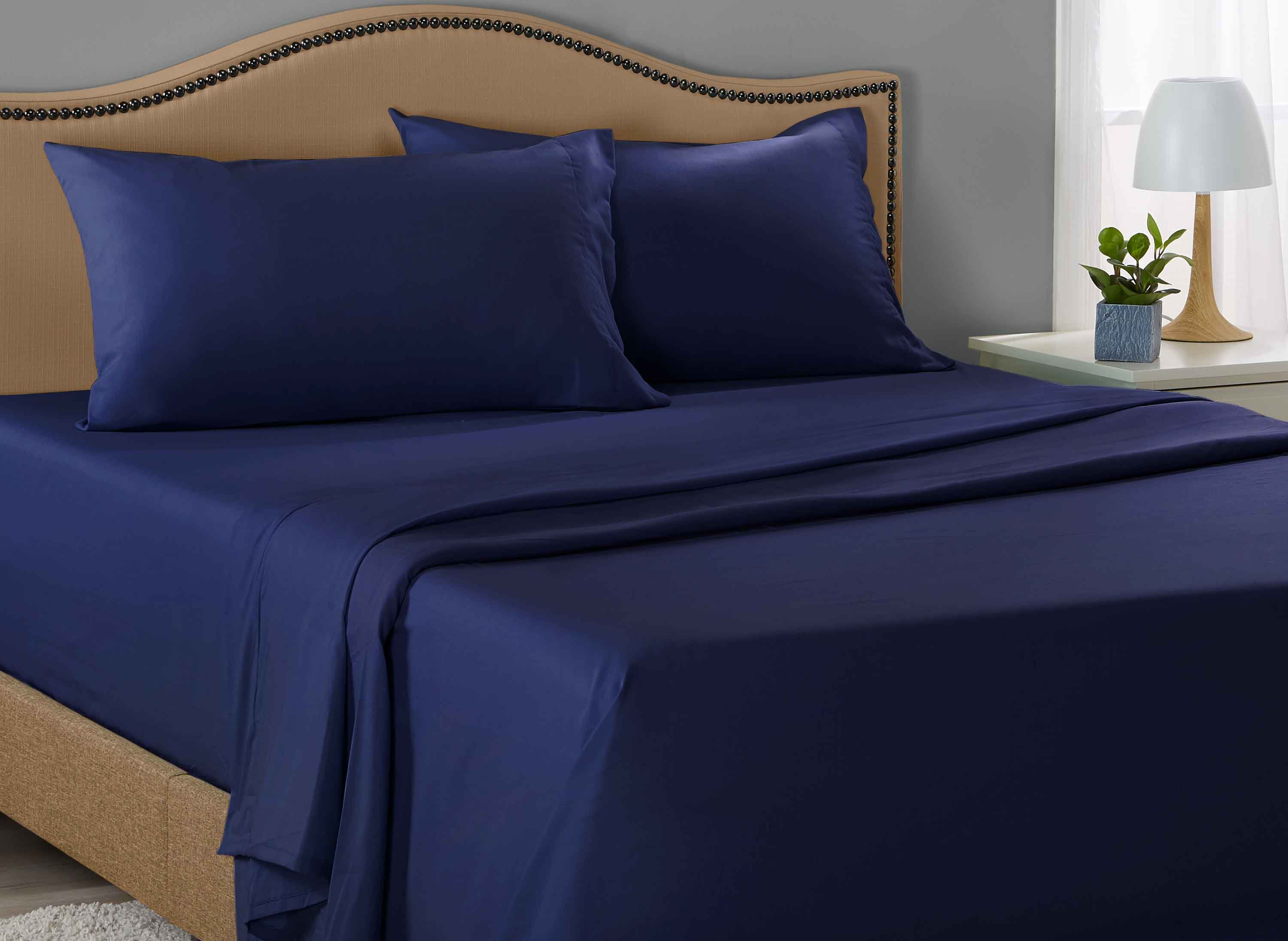 Mainstays 200 Thread Count King Flat - Navy